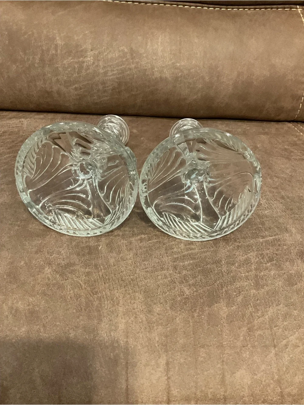 Indiana Glass Company Swirl and Fan Candlesticks